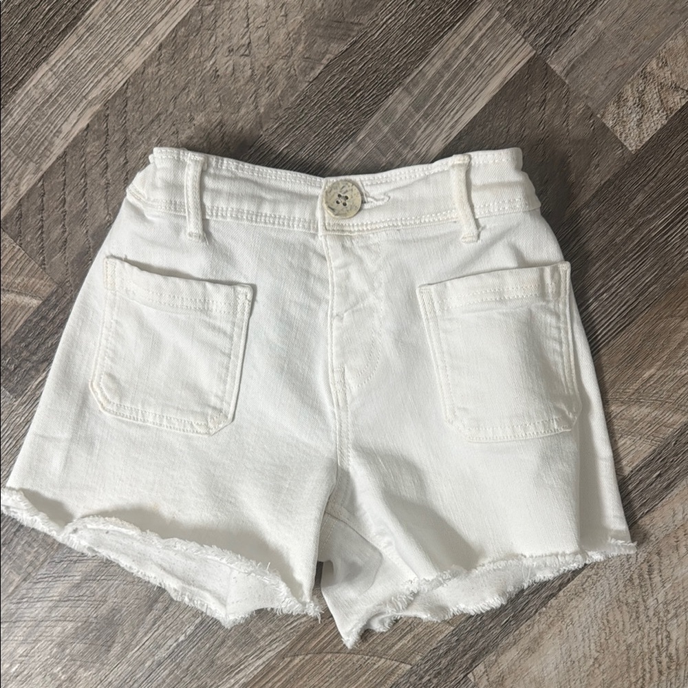 Zara White Jean Shorts High-Waisted Distressed